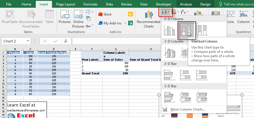 Excel Dashboard Templates How to Add a Grand Total Line on an Excel