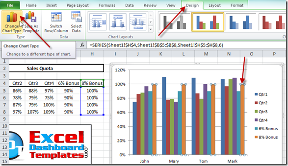 How-to Create Sales Quota Threshold Horizontal Lines in an Excel Column ...