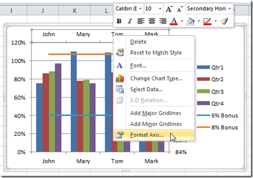 Create Sales Quota Horizontal Lines in an Excel Column Chart | Excel ...